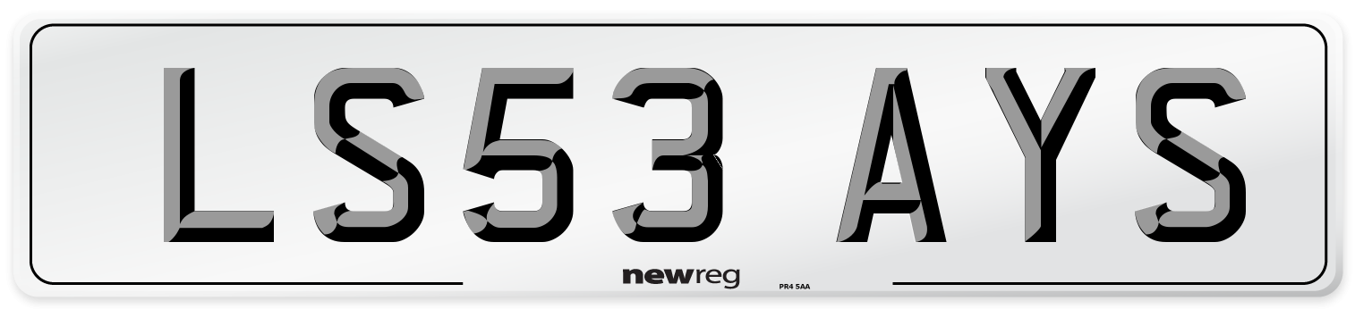 LS53 AYS Number Plate from New Reg